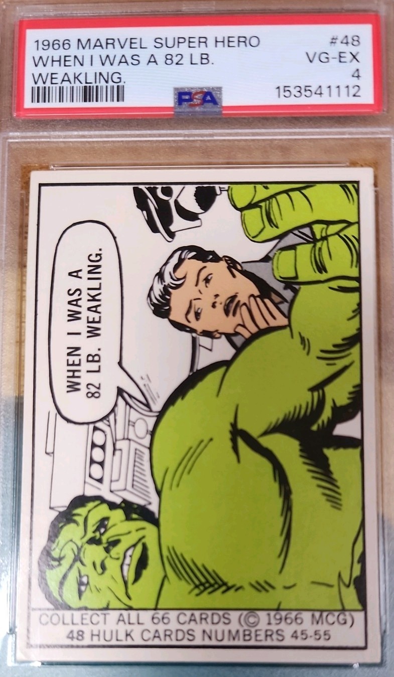 🐲1966 Donruss Marvel Super Heroes #48 HULK☘️ PSA 4 Rookie Year Comic Cards🕷