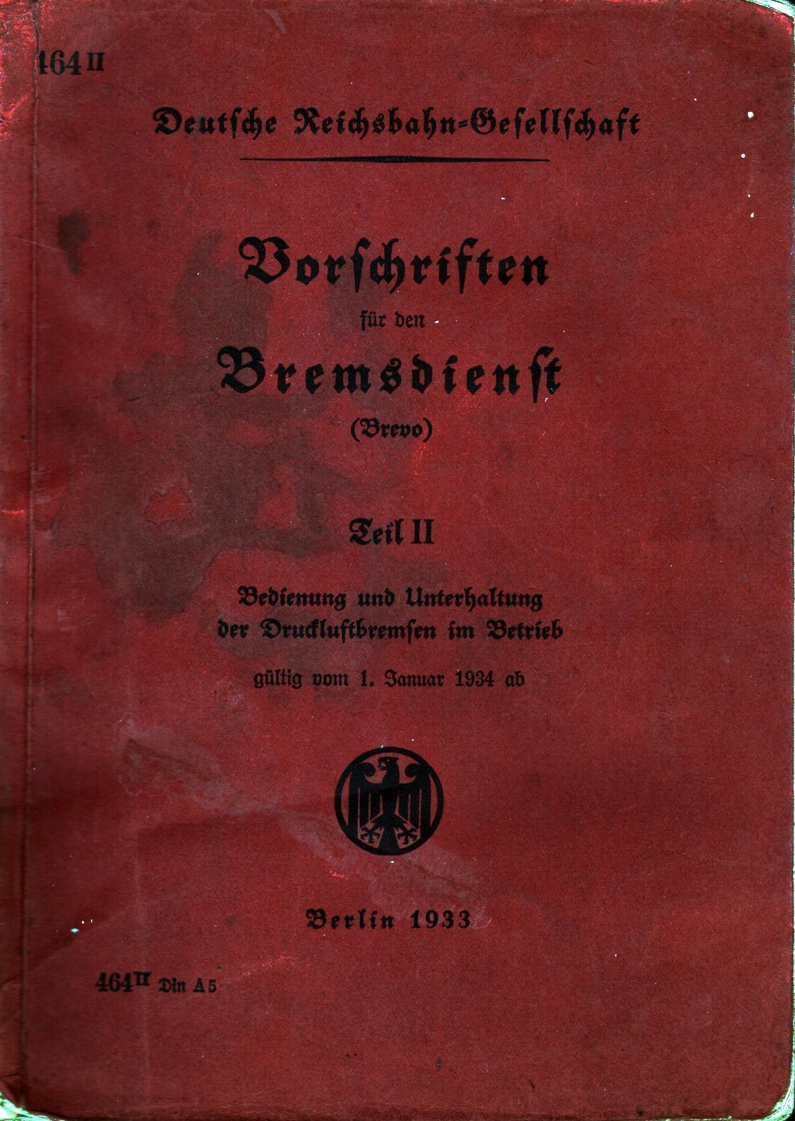 1933  Berlin  Germany  Regulations For Brake Service Guide Manual   8\