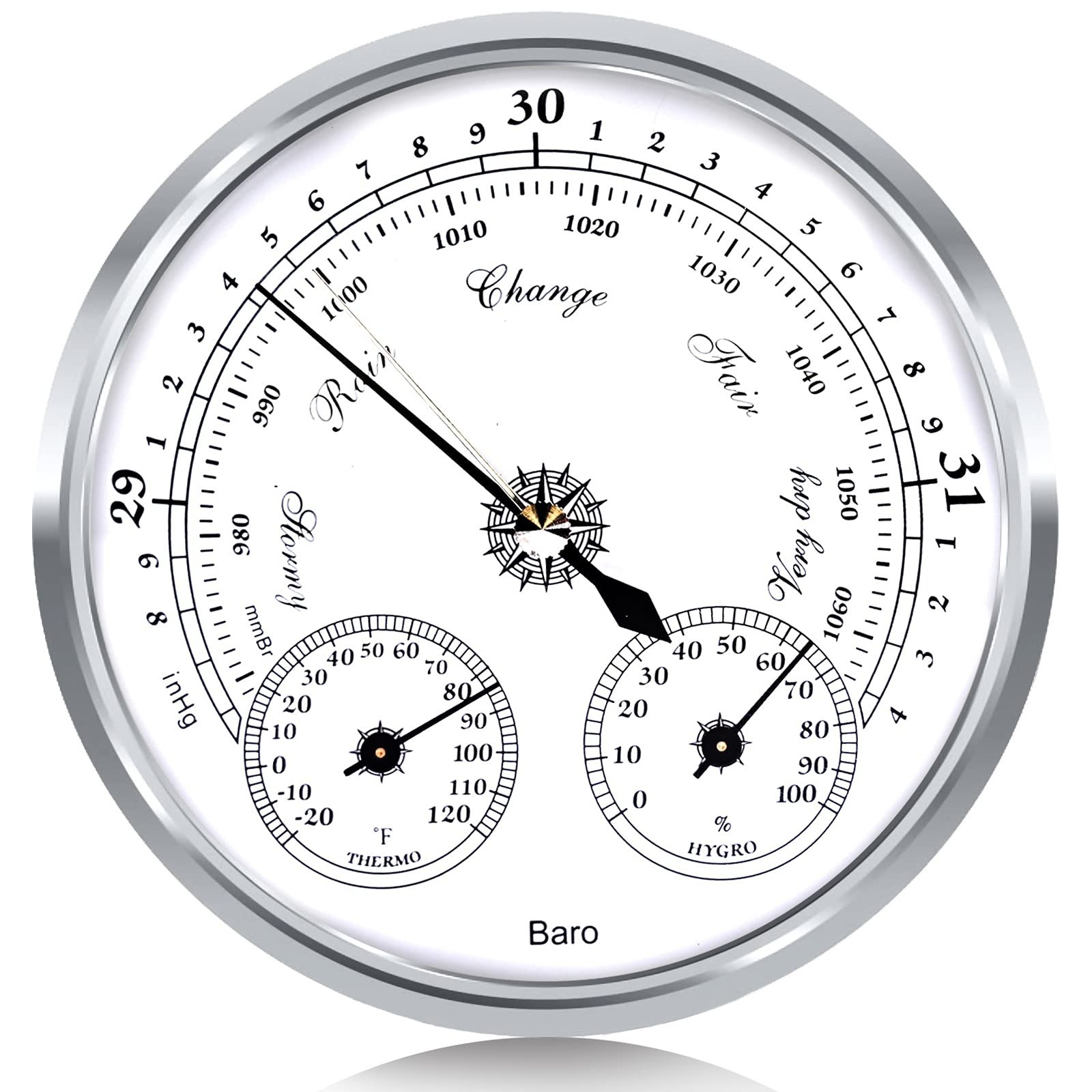 Outdoor Barometer Thermometer Hygrometer - 5in Barometer Weather Station, Bar... Outdoor Barometer Thermometer Hygrometer - 5in Barometer Weather Station, Bar...