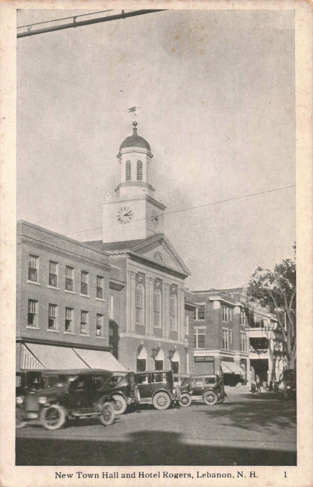 Town Hall Hotel Rogers Lebanon NH Parked Cars c1910\'s Postcard H510