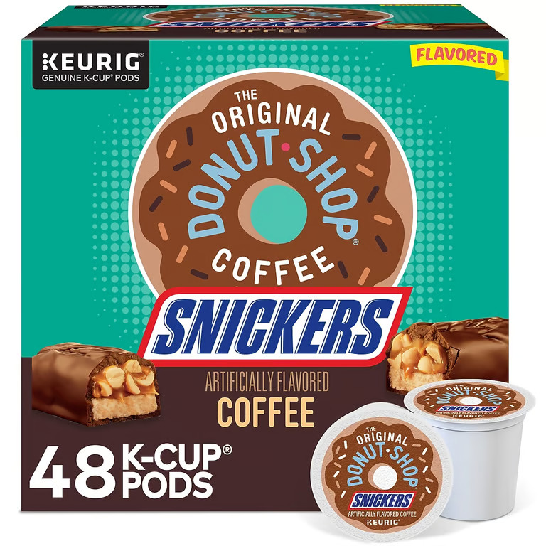 The Original Donut Shop Snickers Coffee Keurig K-Cup  Pods, Light Roast, 48/Box