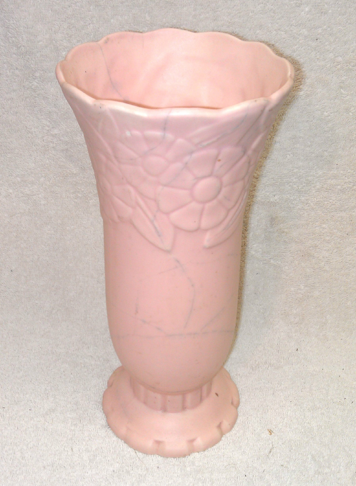Vintage Pink Cracked Glaze Erphila Vase, Czecho-Slovakia 4170, Beautiful