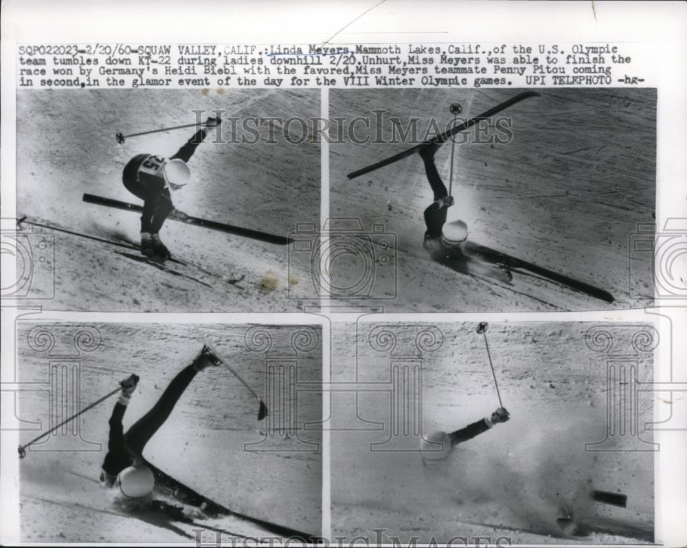 1960 Press Photo Squaw Valley CA Linda Meyers in downhill ski at Olympics 1960 Press Photo Squaw Valley CA Linda Meyers in downhill ski at Olympics