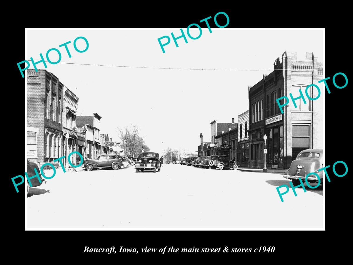 Bancroft Iowa The Main Street & Stores c1940 Old Large Historic Photo