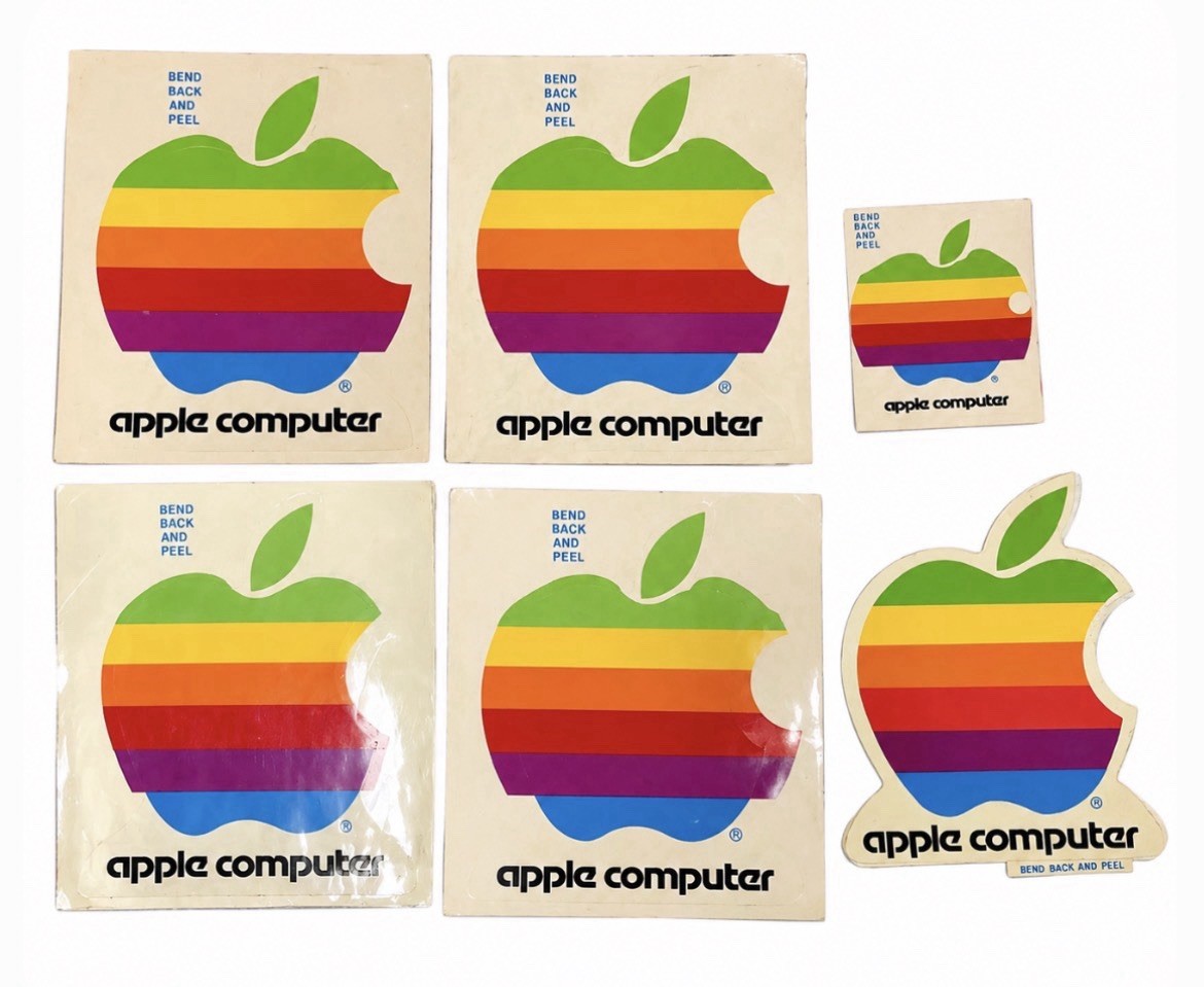Vintage Apple Computer Rainbow Logo Decals 1970s - 1980s -Original- Lot Of 6