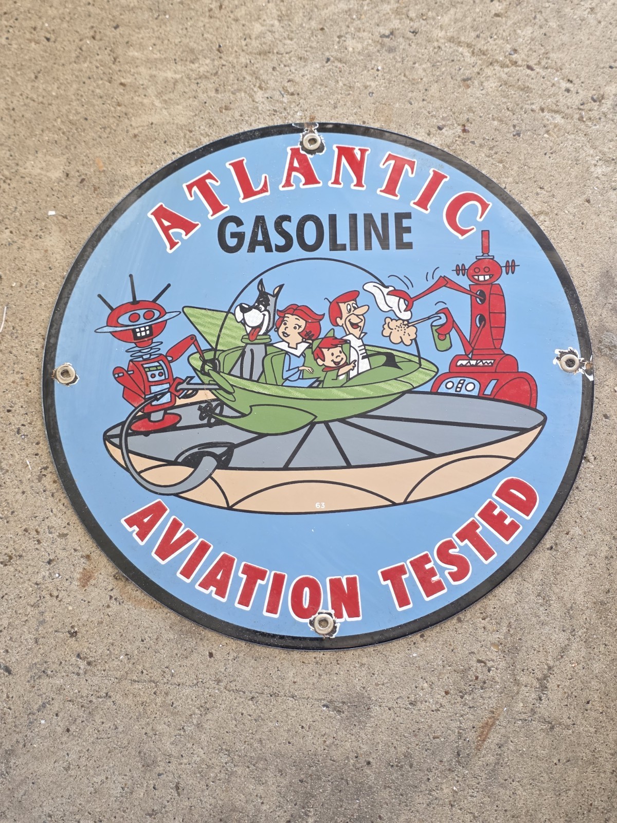 VINTAGE ATLANTIC 1963 GASOLINE AVIATION PORCELAIN SIGN GAS STATION PUMP  12