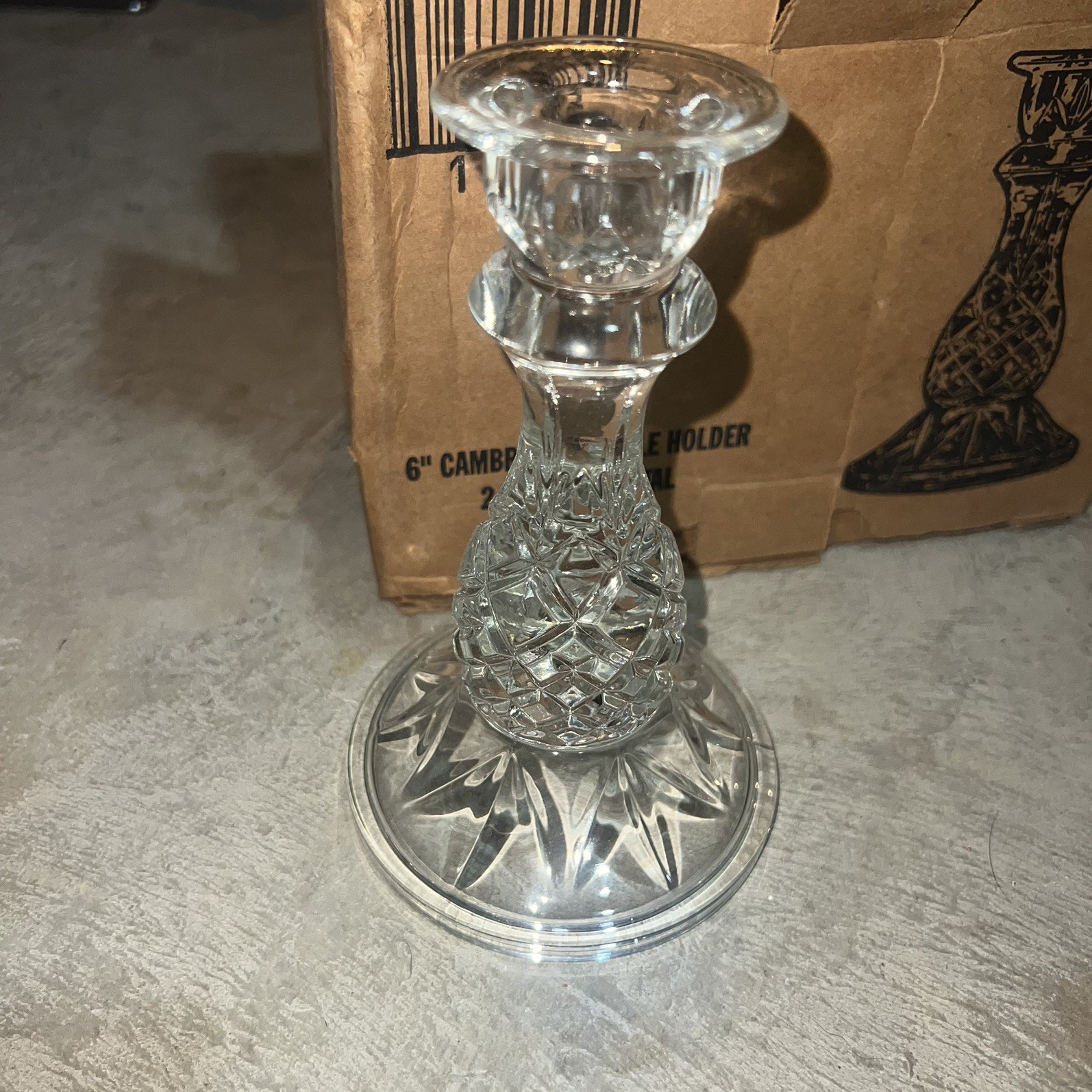 Home Interiors Crystal Cambridge Candle Holders New in Box 6in Home Interiors Crystal Cambridge Candle Holders New in Box 6in