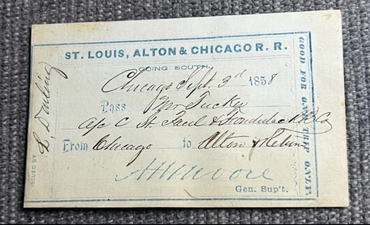 1858 St. Louis, Alton & Chicago R.R. Railroad Pass – Pre Civil War