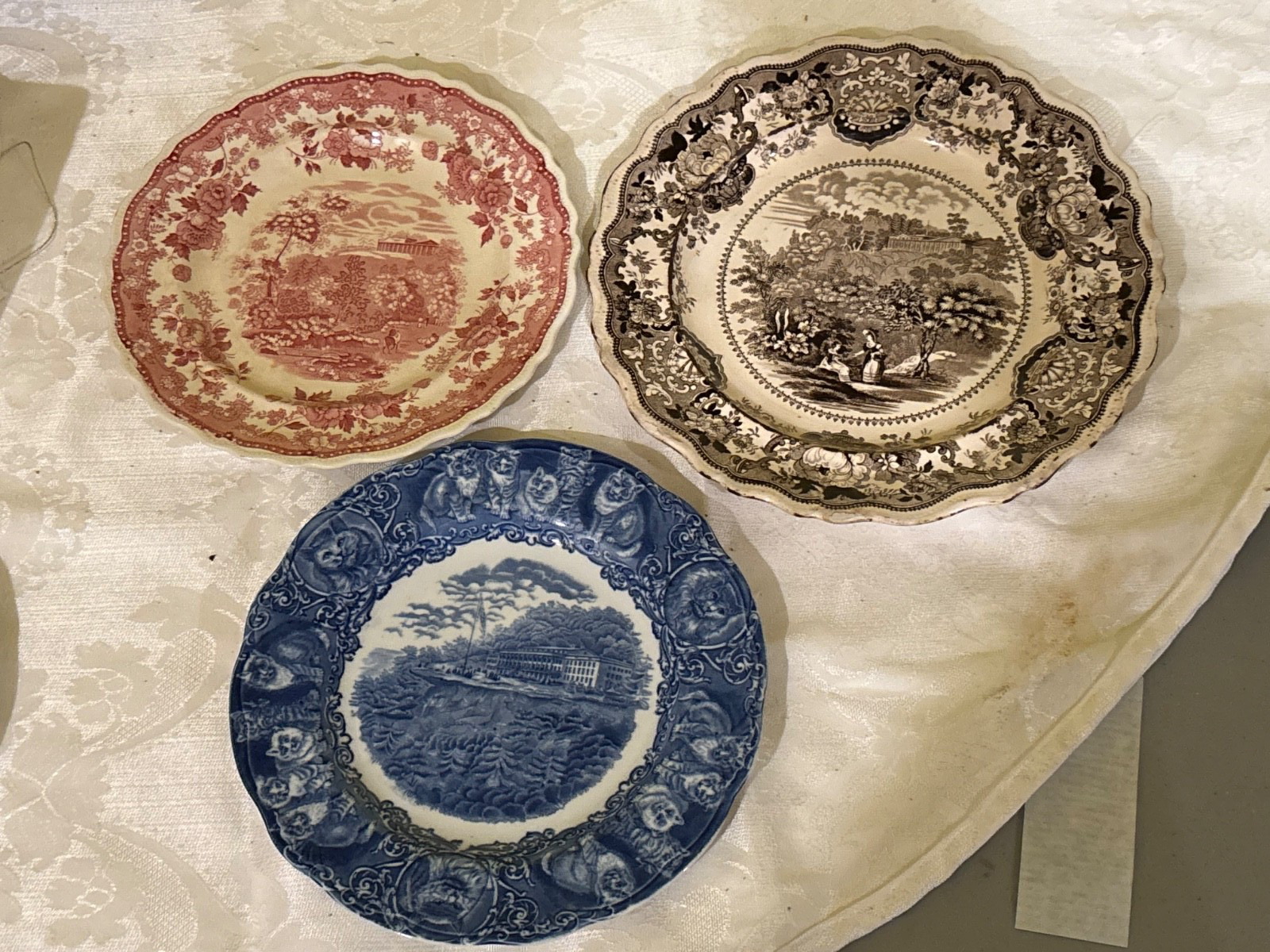 1824-1880s American Staffordshire Catskills MT House Palenville NY plates
