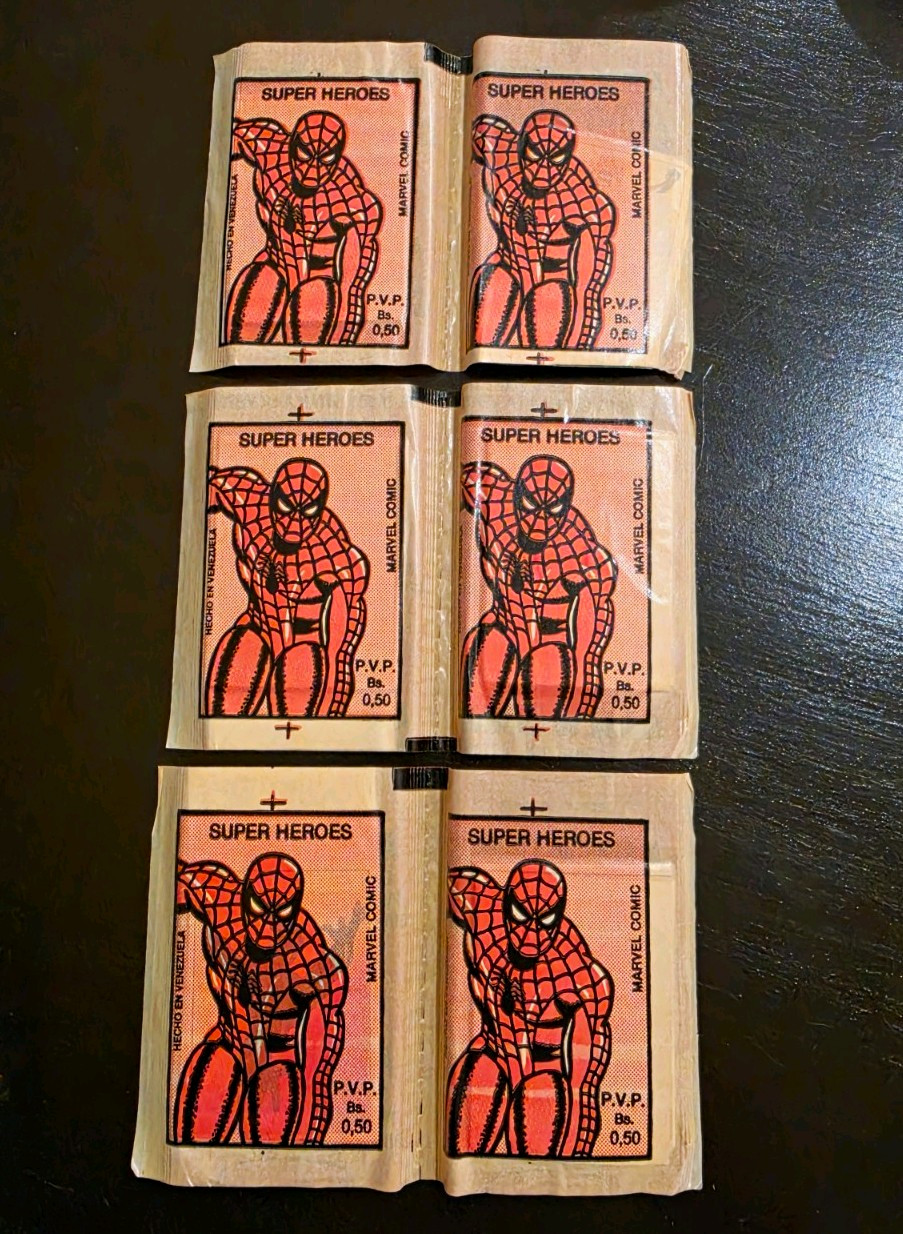 1980 Venezuelan Reyuca Marvel Super Heroes Spider-Man Sticker Packs (6) Sealed