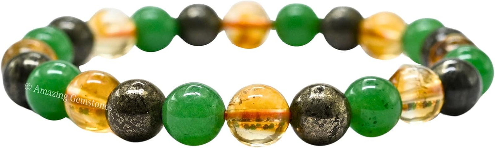 Amazing Gemstone Money Wealth Success Bracelet - Pyrite Green Aventurine Citrine