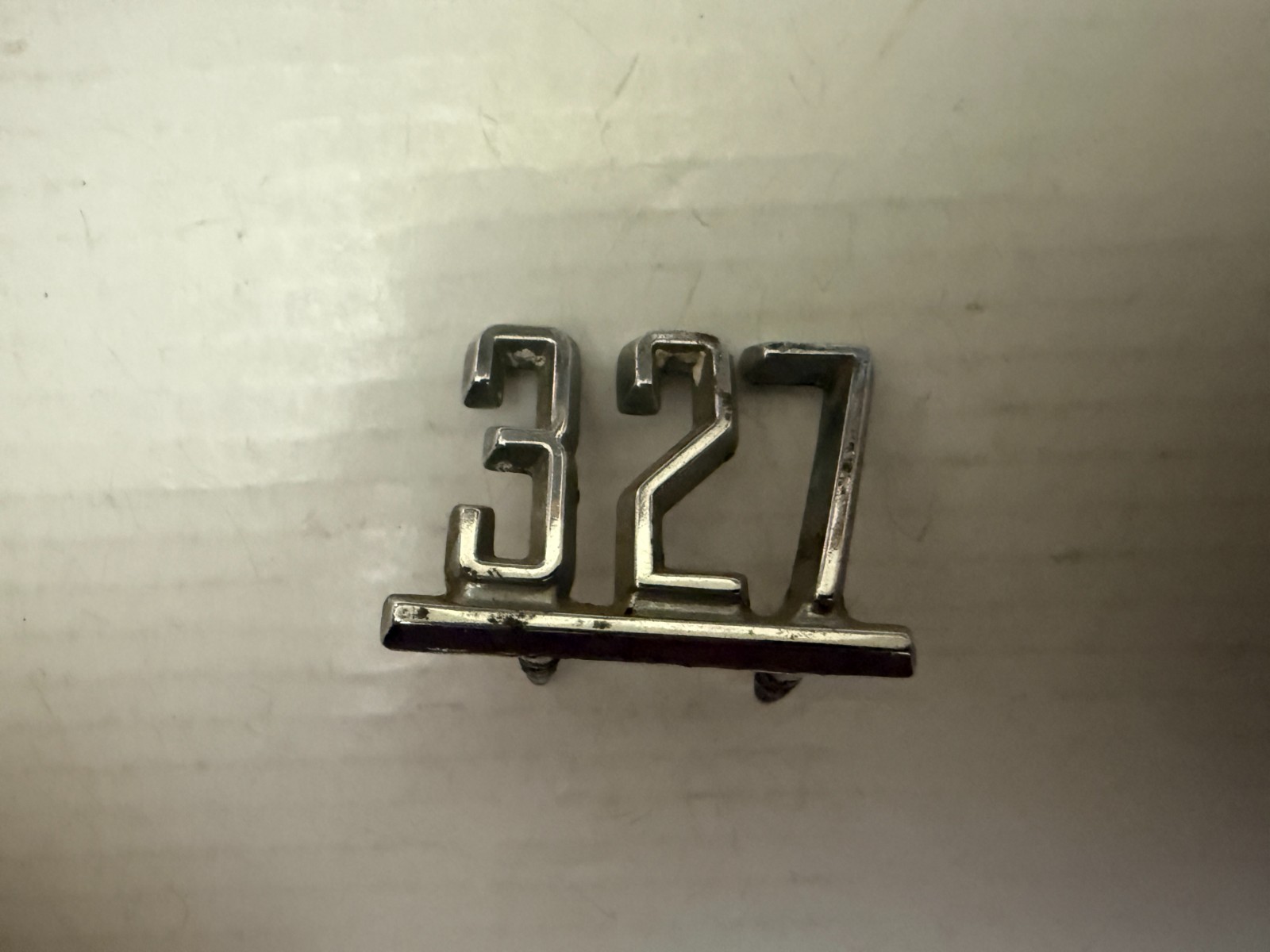 Vintage 327 Chevrolet Chrome Fender Emblem Muscle Car Era