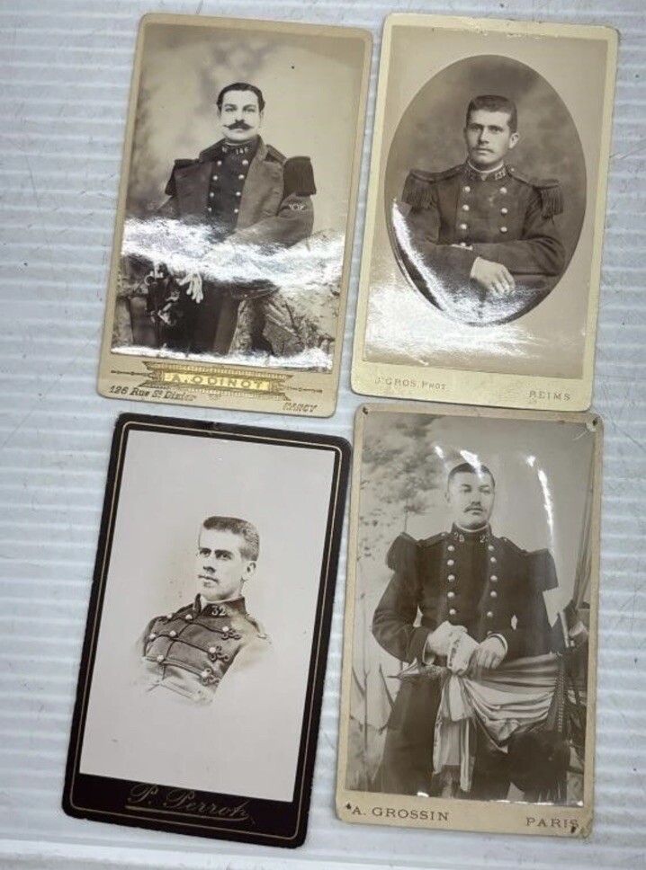 WW1 Or Pre-WW1 Era 4 Vintage French CDV Military Photos CDV’s Lot Of 4
