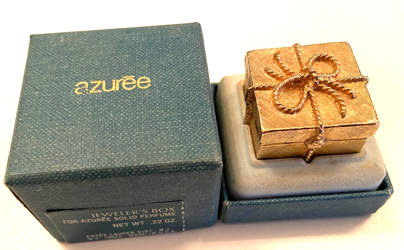 Estée Lauder Vintage Perfume Gold Tone Gift Box Glacé Rare No Perfume