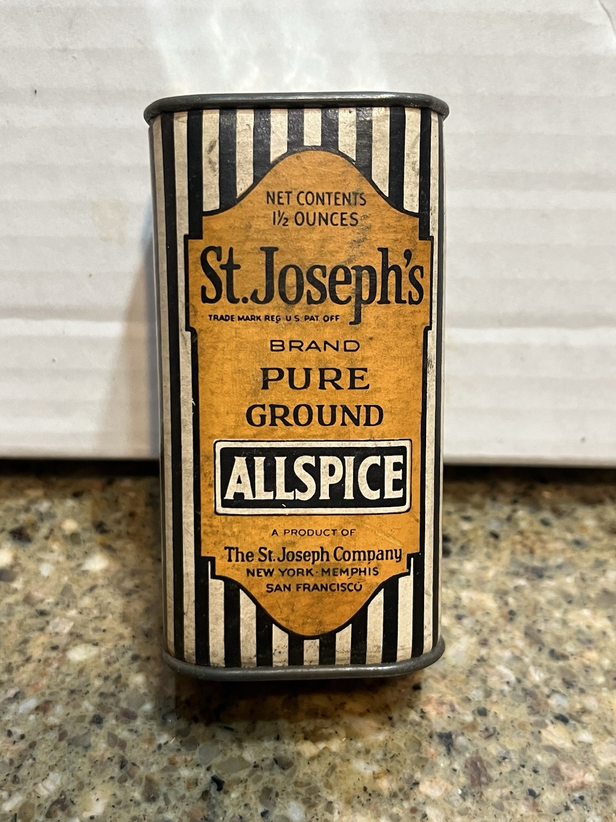 Vintage St Joseph Co Spice Tin PURE GROUND ALLSPICE 1-1/2 oz Antique Advertising