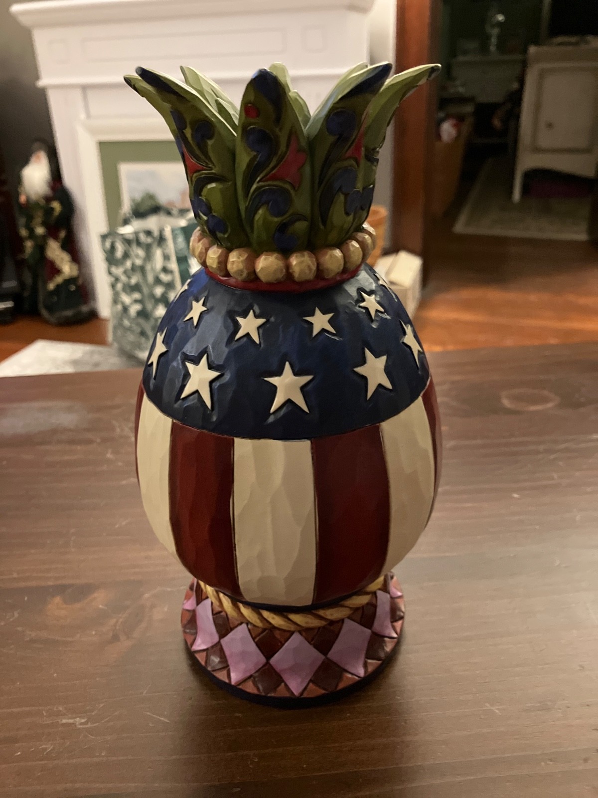 Jim Shore - Pineapple - Red, White, Blue - Stars & Stripes
