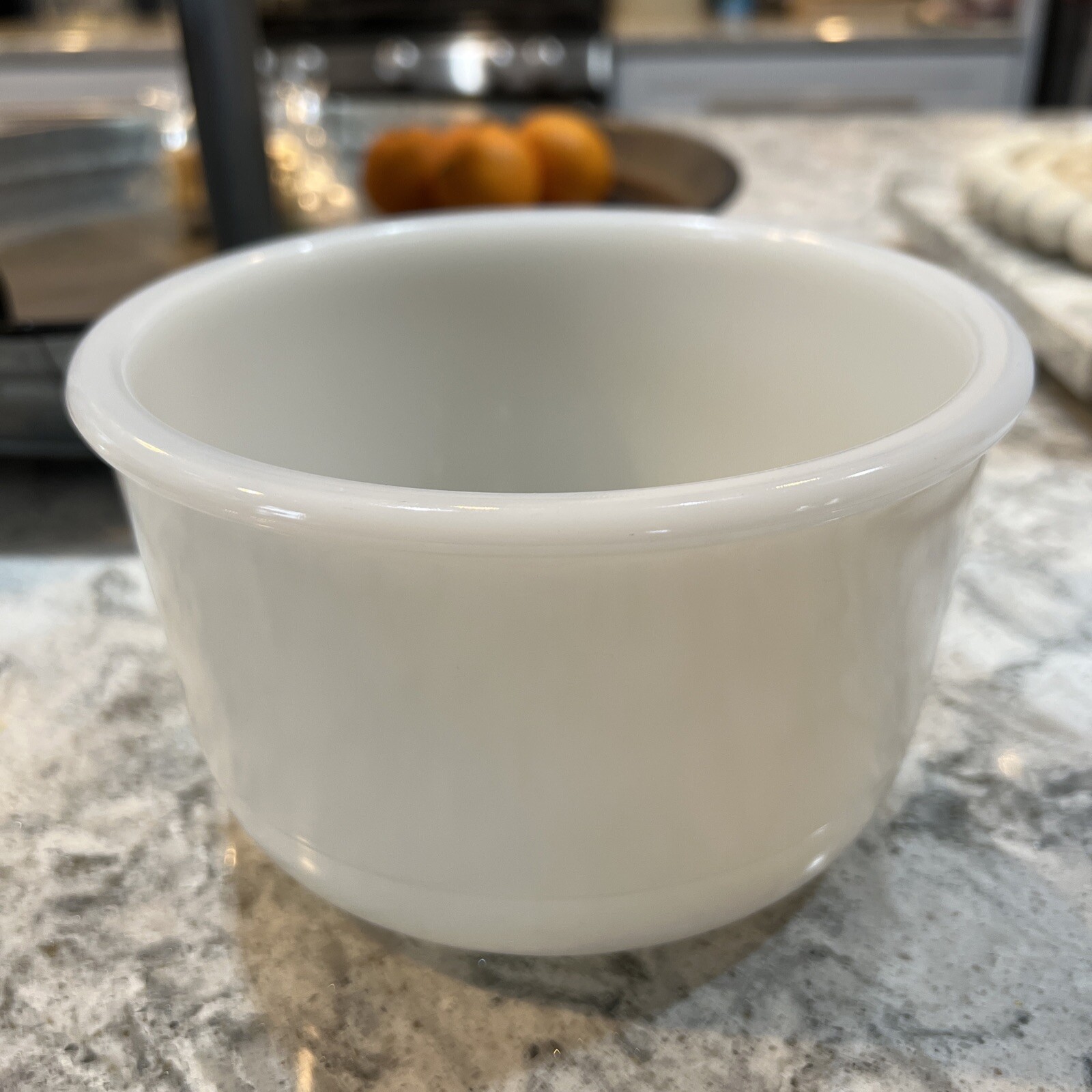 Milk Glass Mixing Bowl Opaline Opalescent Ribbed With Lip Vintage