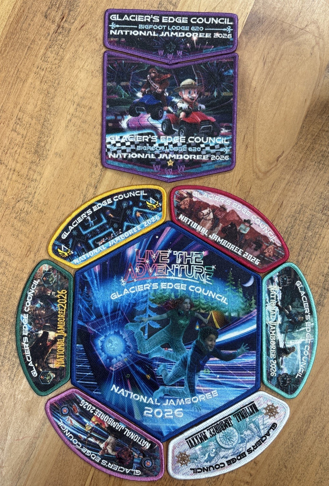2026 National Jamboree GLACIER’S EDGE COUNCIL Patch Set + OA Bigfoot 620 Flap
