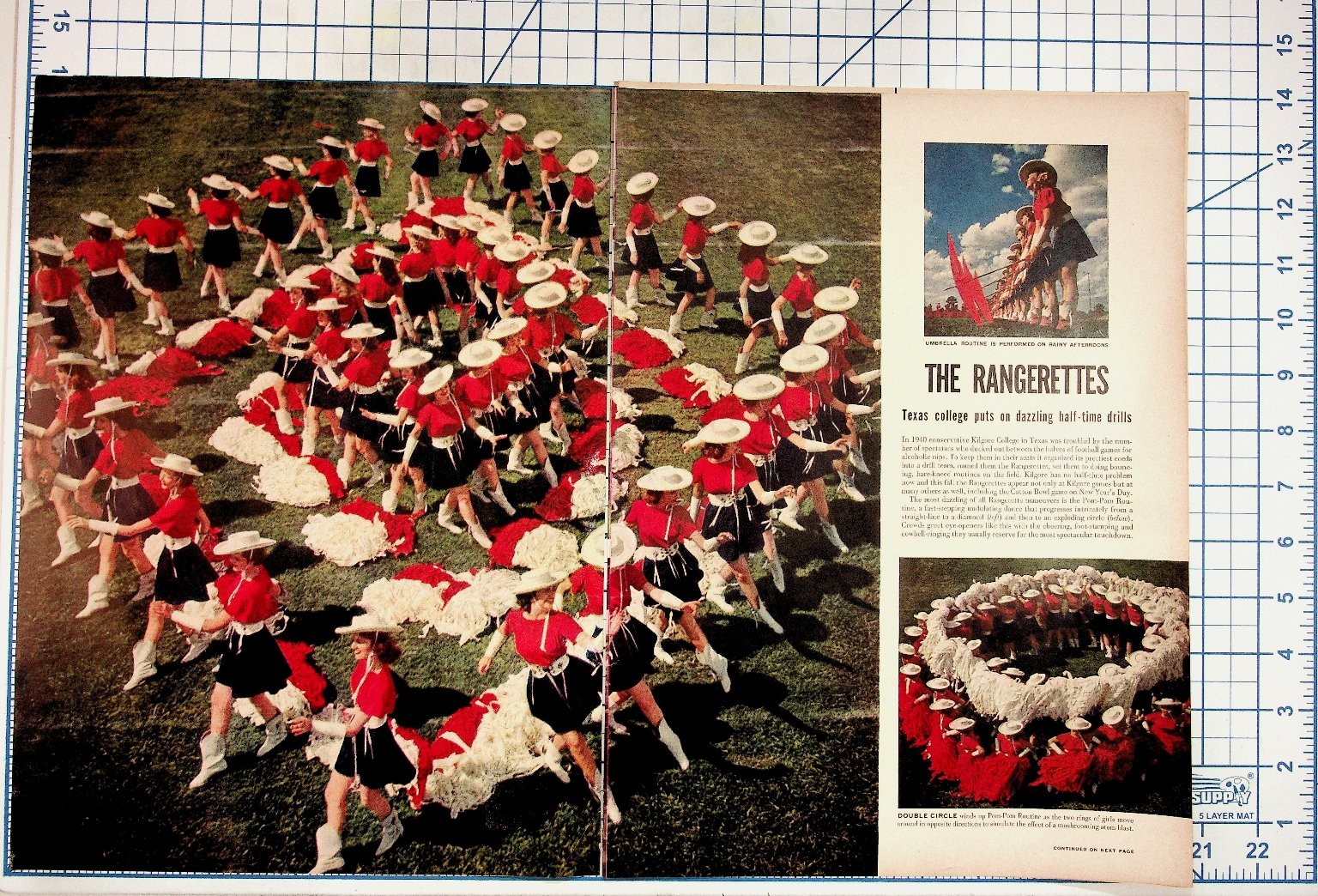 1950s Texas Rangerettes Kilgore College Magazine Ad Gotham Gold Stripe Stockings
