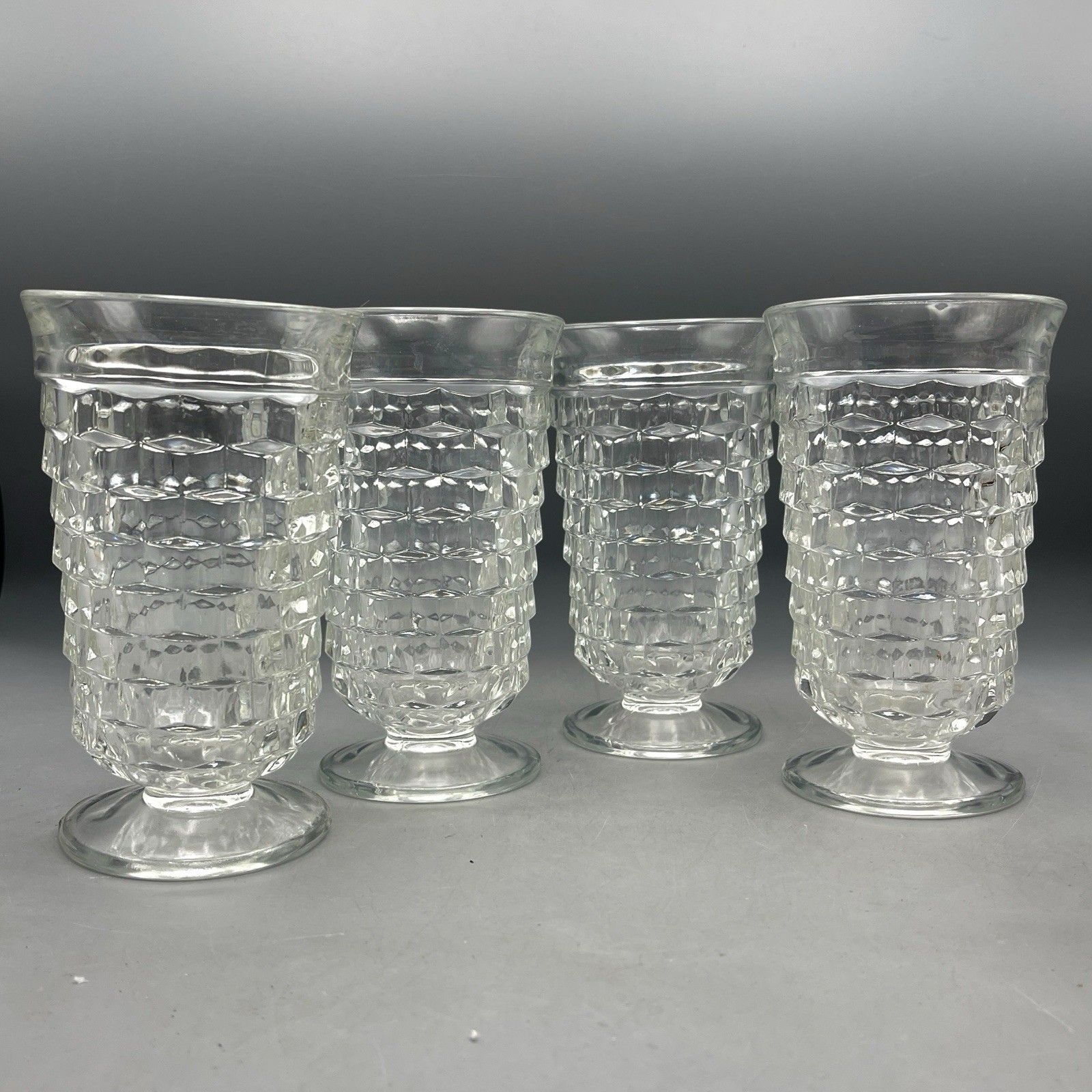 Vintage Indiana Glass Colony Whitehall 12oz Clear Iced Tea Glasses 6” Set Of 4