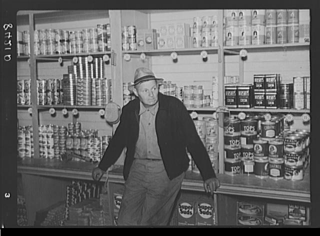 Irwinville Farms Georgia 1930s Cooperative Store Man with Canned Goods