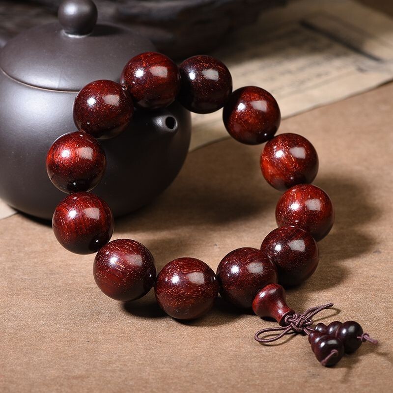 20mm*12 Prayer Beads Natural Grade A Wood Buddhist Amulet Luck Bracelet Rosary