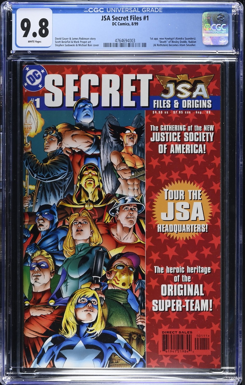 JSA Secret Files #1 CGC 9.8 NM/M 1999 1st New Hawkgirl Death of Wesley Dodds