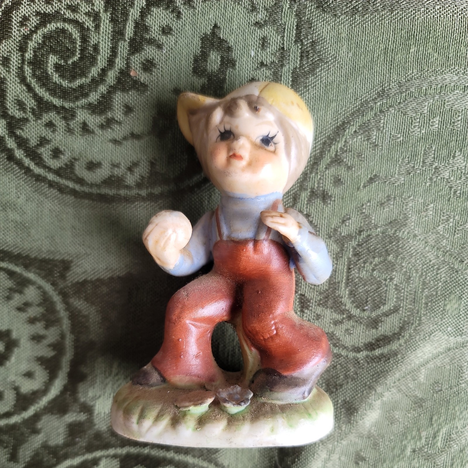 Vintage Boy w/Baseball Porcelain Figurine