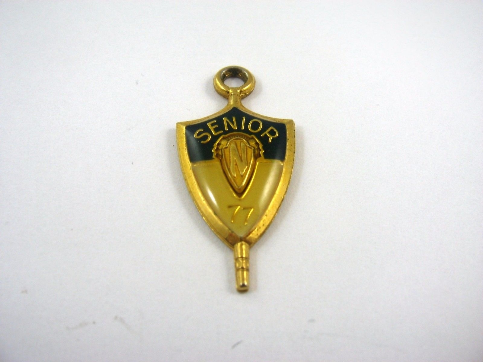 Vintage 1977 NHS National Honor Society Senior Charm Pendant Gold Tone Enamel Vintage 1977 NHS National Honor Society Senior Charm Pendant Gold Tone Enamel