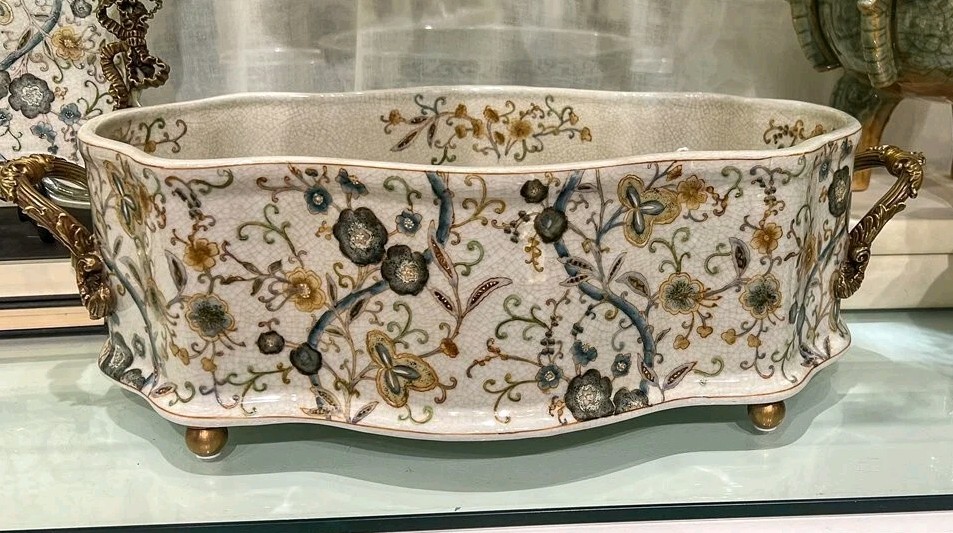 Beautiful Twine Garden Porcelain Large Planter,Jardiniere-22'' x 6.5''H
