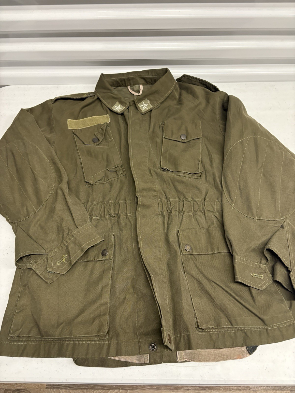 Vintage Italian Army Mod 75 Field Jacket Olive Drab Military Surplus Stars