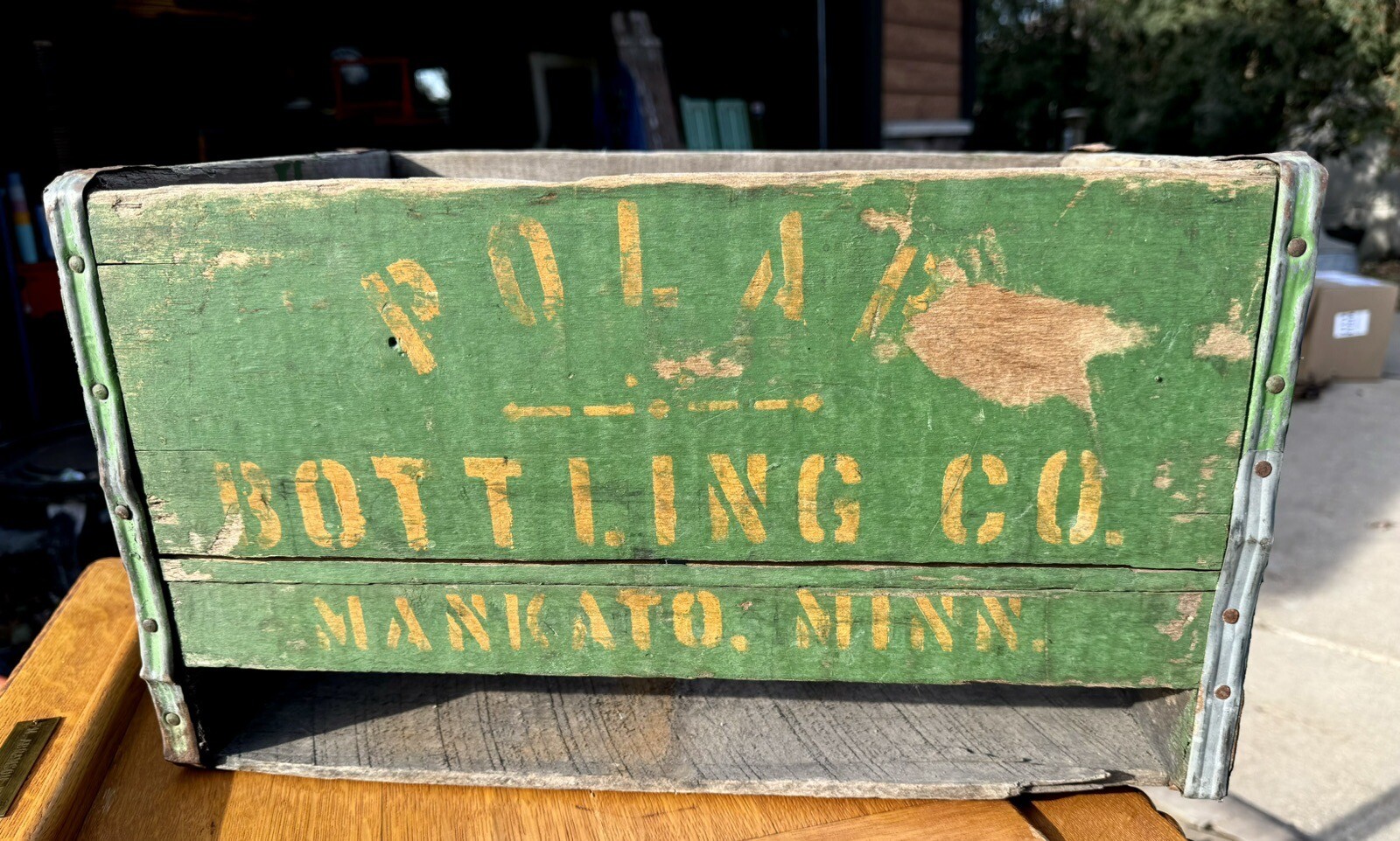 Vintage Polar Brand Beverages Wood Box Crate Mankato MN