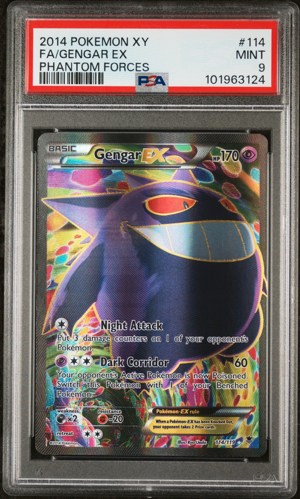 Gengar EX 114/119 PSA 9 Phantom Forces Pokemon TCG Gengar EX 114/119 PSA 9 Phantom Forces Pokemon TCG