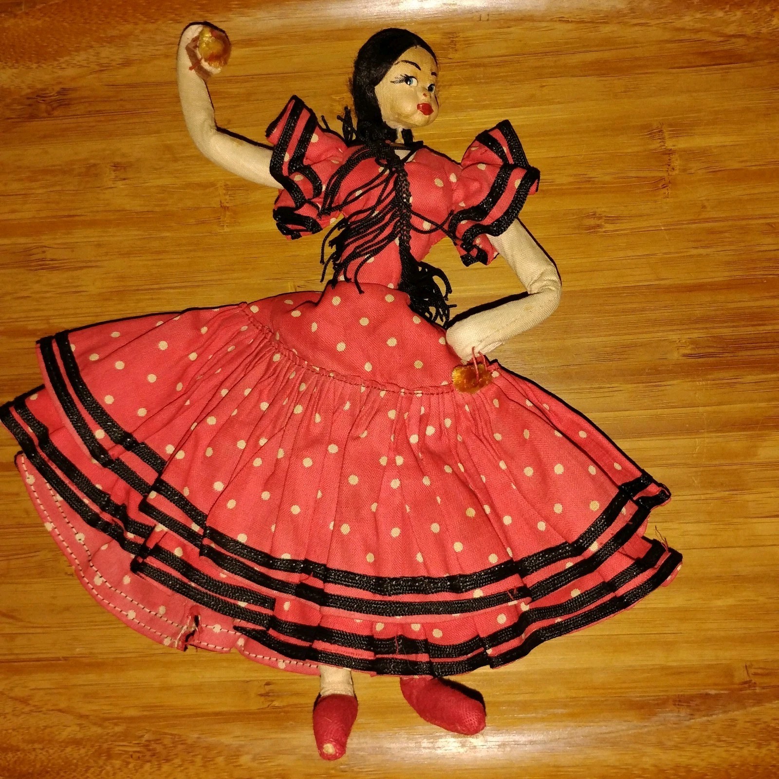 Vintage Klumpe Roldan Spanish Flamenco Lady Dancer Cloth Doll Spain 1950-60s