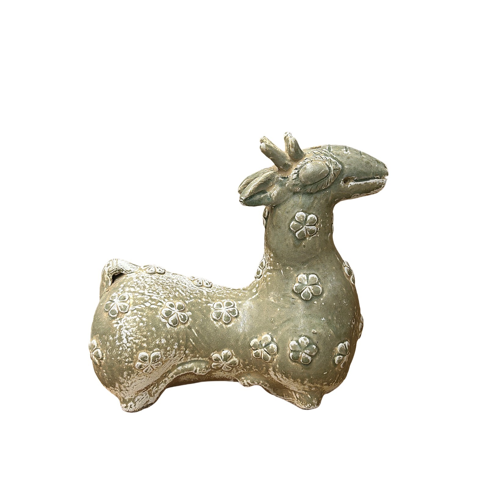 Vintage Celadon Floral Pattern Ceramic Ancient Chinese Style Art Figure ws5085
