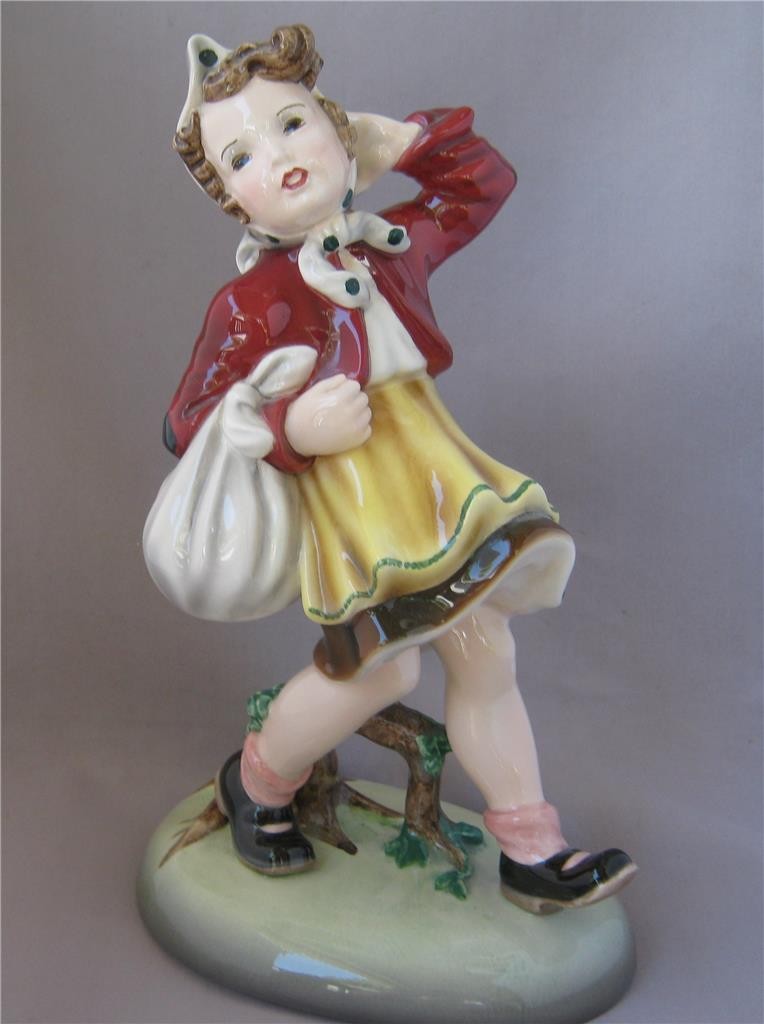 Large Original Vintage Keramos Dakon Porcelain Girl Figurine Wien Vienna Austria