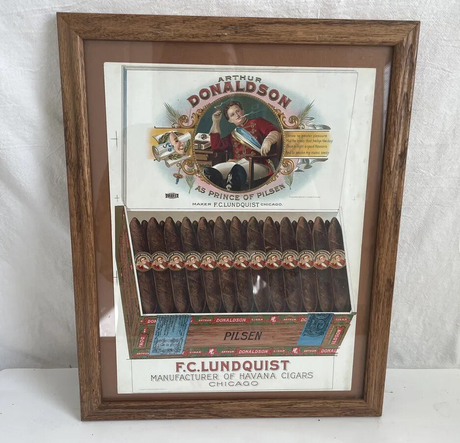 Arthur Donaldson as Prince Pilson Cigars Label by F.C.Lundquist Framed 15.3x12.3