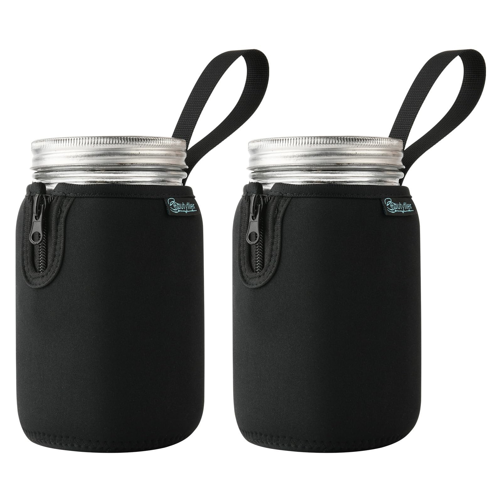 Beautyflier Mason Jars 32oz Wide Mouth Sleeve Regular Mouth Mason Jars Insulator