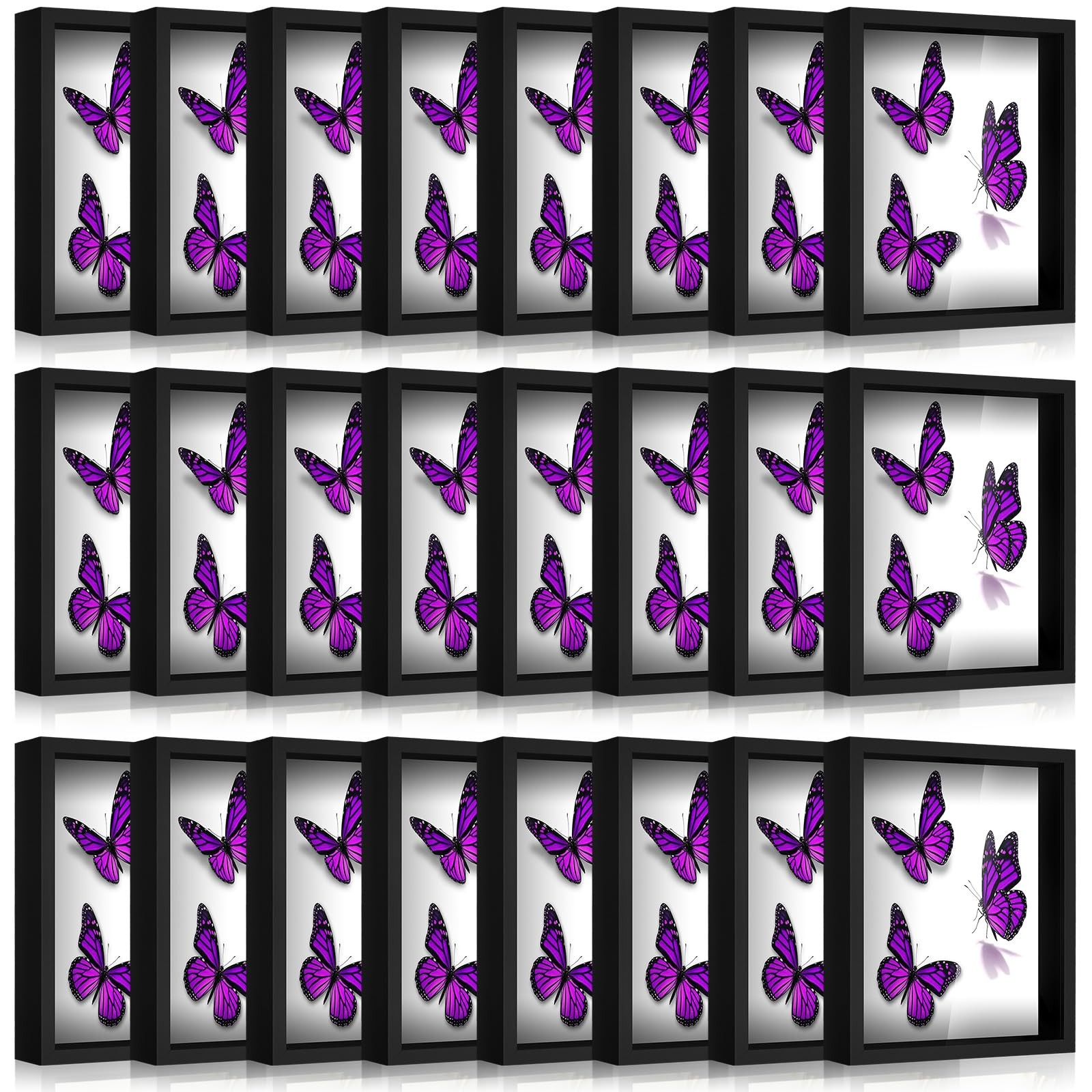 24 Pack 5x7 Bulk Shadow Box Display Case Wood Picture Frame,Black