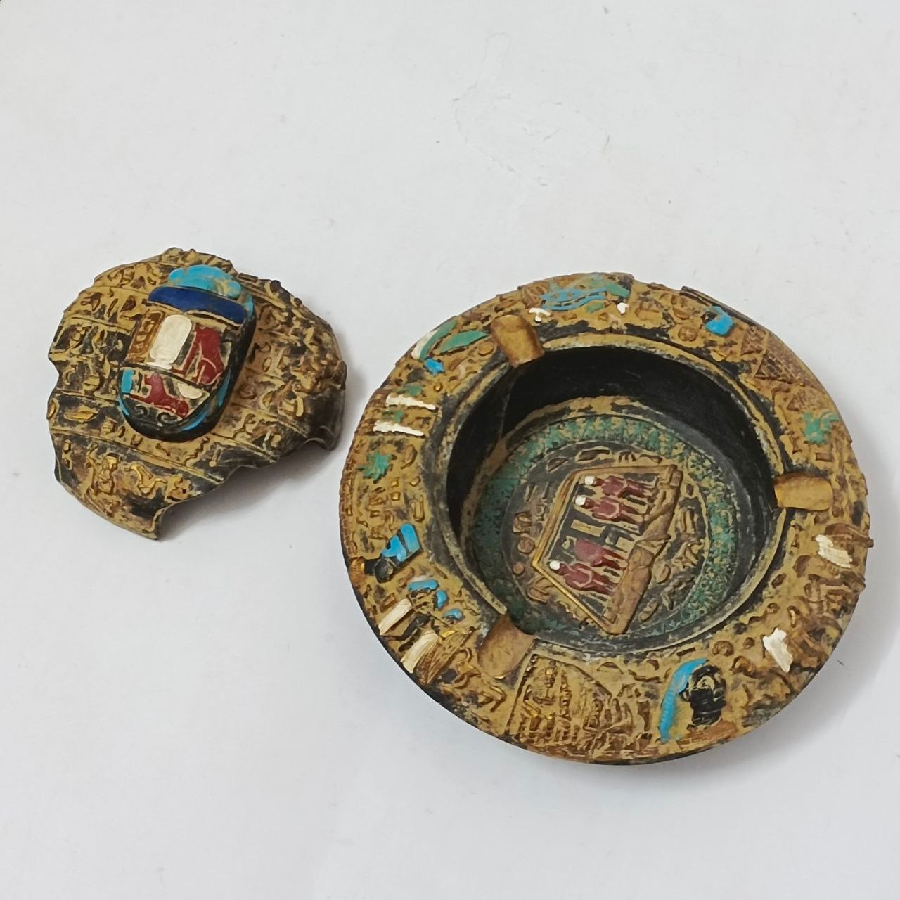 Egyptian Pharaonic Ashtray with Ancient Symbols, Antique Style, Unique Gift