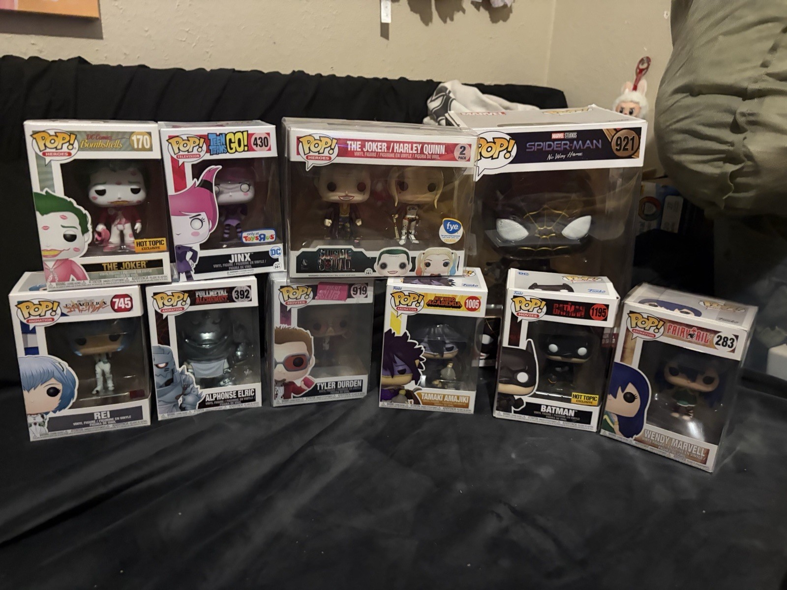 Funko POP Vinyl Lot of 9 Joker Jinx Spider-Man Batman Hot Topic Excl