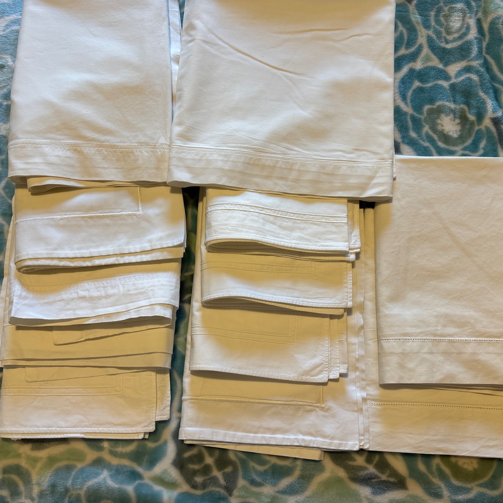 12 vintage European pillow shames/cases preowned Peter Reed and more. White 