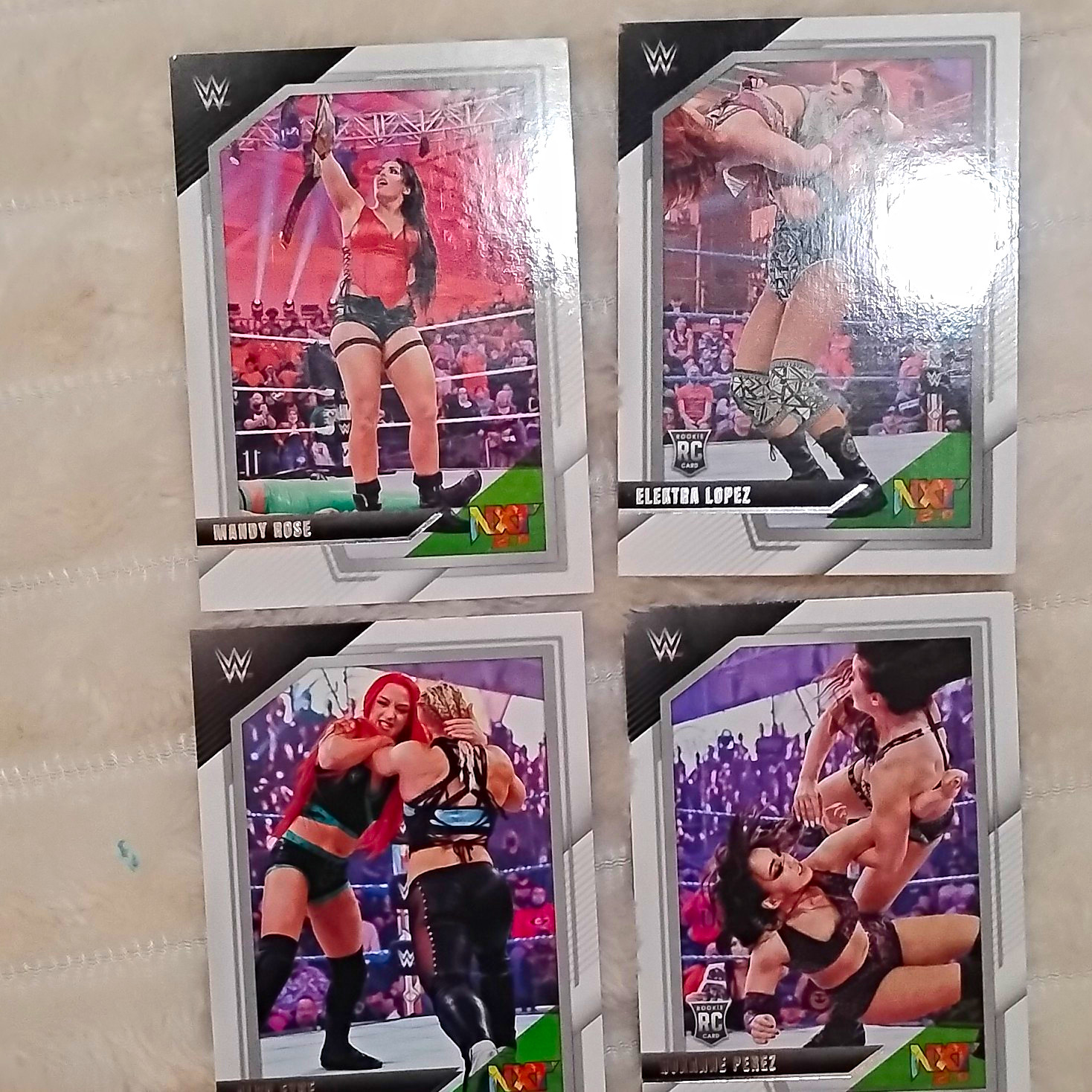 Panini 2022 NXT 2.0 WWE NXT 4-Card Rookie Lot Mandy Rose Elektra Lopez
