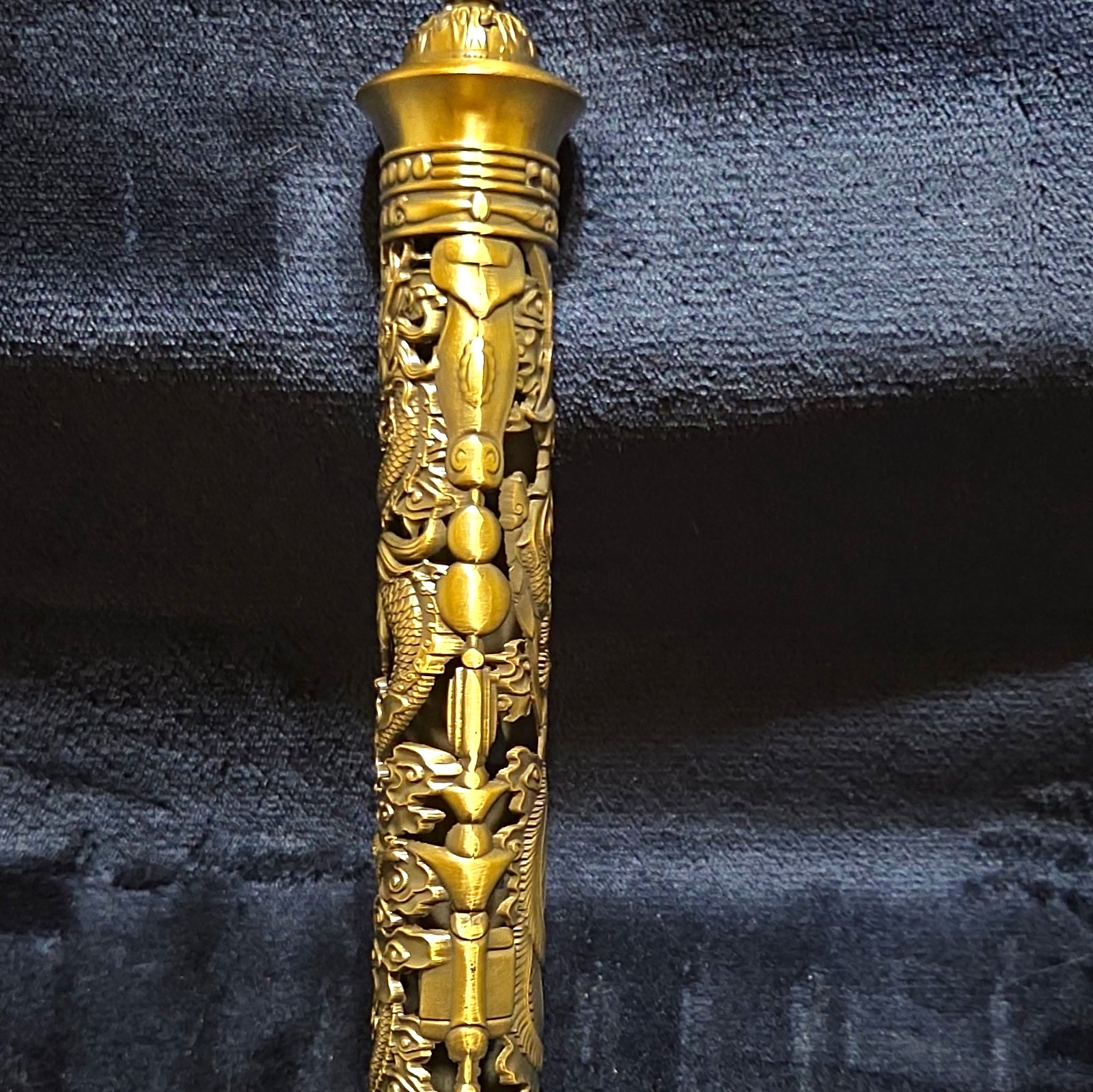 Ornate Brass Dragon Motif Buddhist Incense Holder Burner, Removable Top/Base