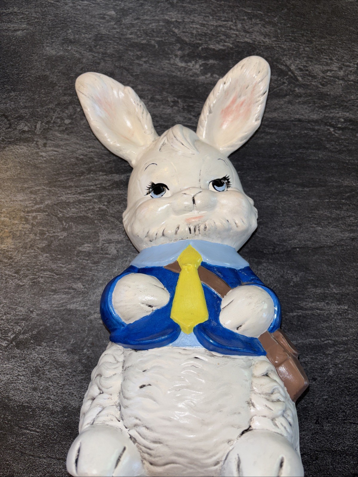 Vintage Ceramic 13” Bunny Rabbit Coin Bank - Alberta\'s Mold 1977 Hand Painted