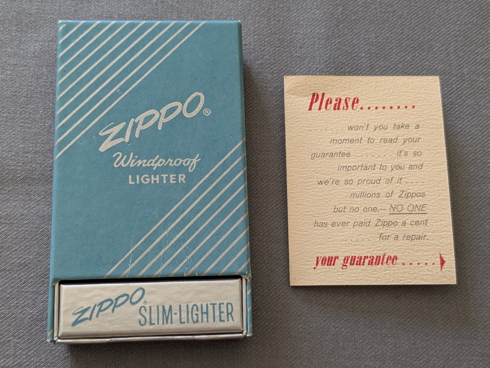 VTG 1956 1st GEN DENNISON COBRA HEAD SLIM ZIPPO LIGHTER BOX ONLY – EXC CONDITION
