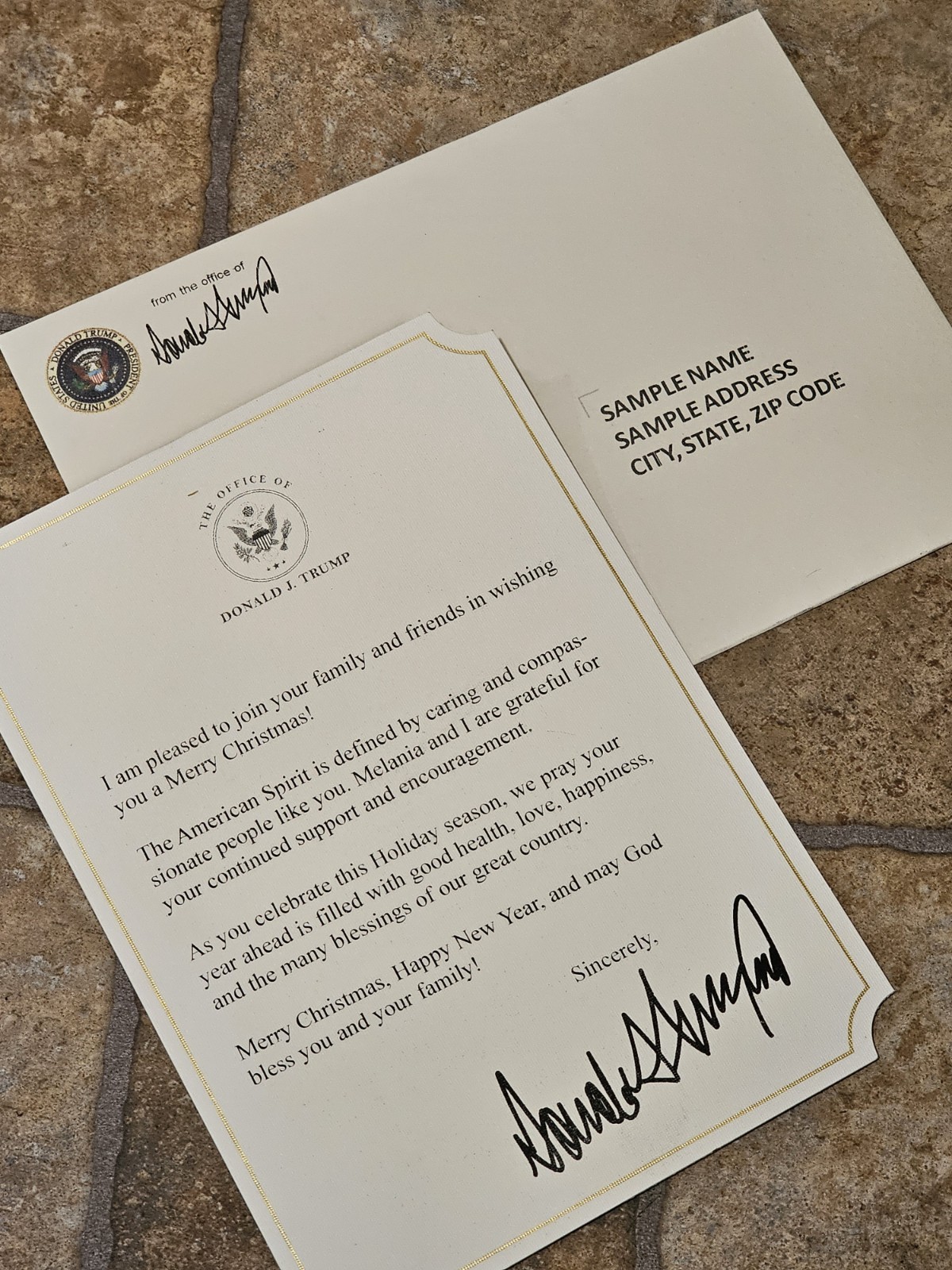 Donald Trump official Christmas Greeting Presidential White House Letter