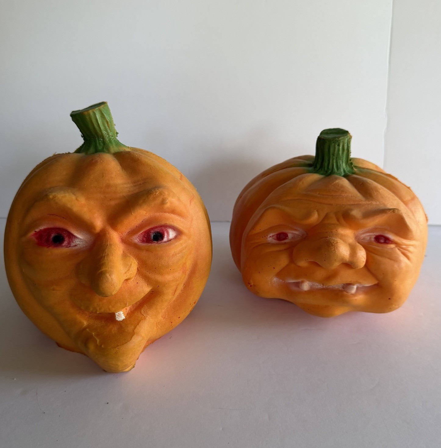 Vintage 1988 Hyman Soft FOAM Pumpkin Head Halloween Jack O Lantern Lot of 2