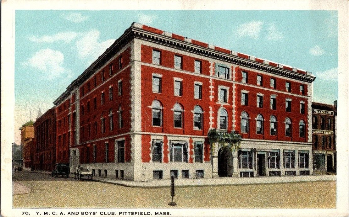 vintage Y.M.C.A. Boys club Pittsfield Mass white boarder postcard a32