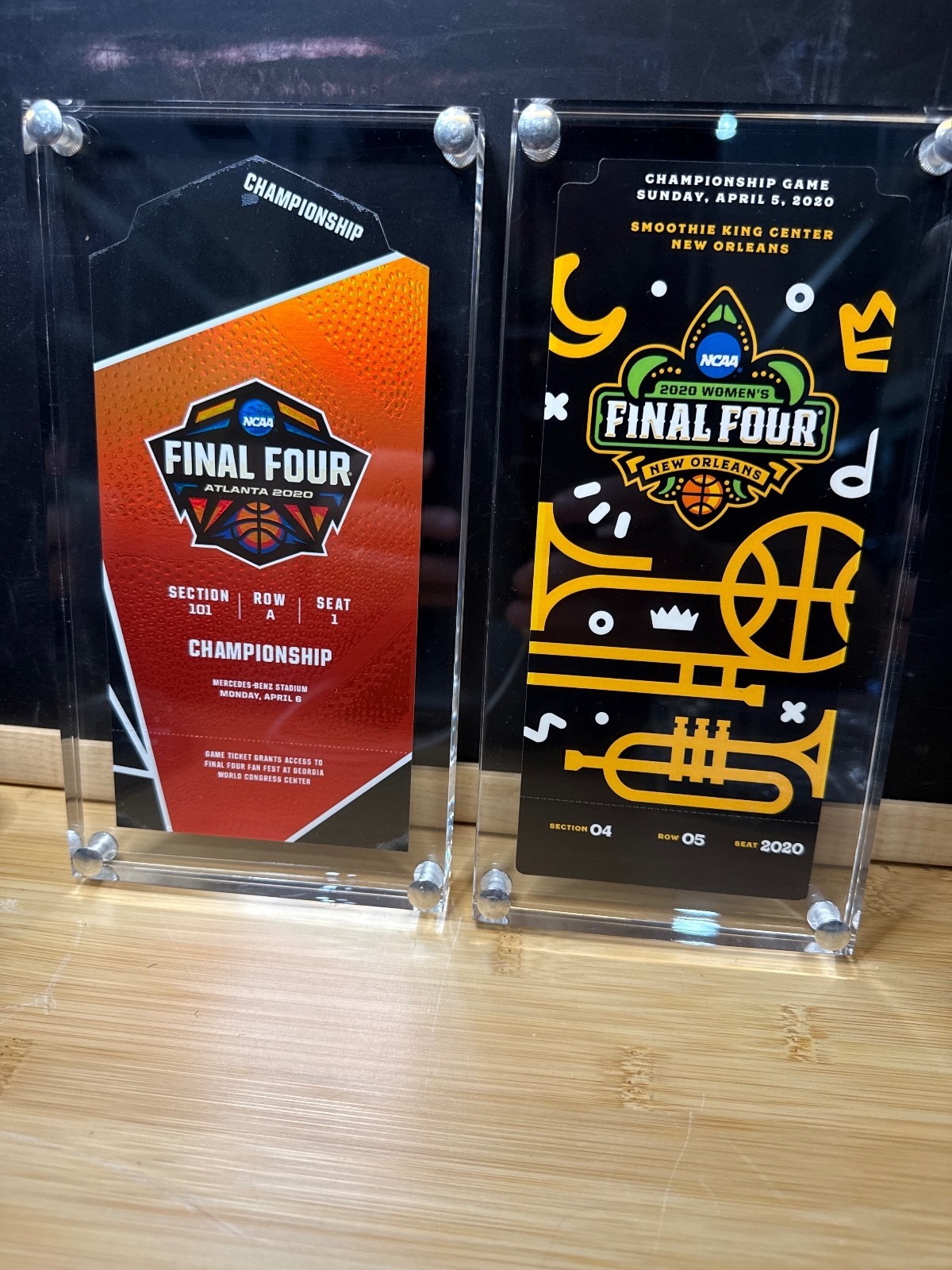 2020 NCAA Final Four Canceled Commemorative Ticket Acrylic Set (Men\'s & Women\'s)